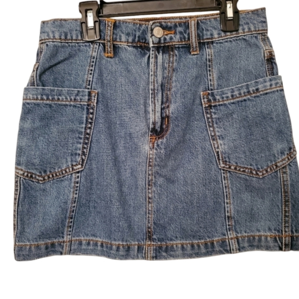 Women's BDG Urban Outfitters Blue Denim Mini Skirt Size S/P Y2K Pockets Zipper